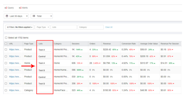 eZanalytics List eZanalytics List