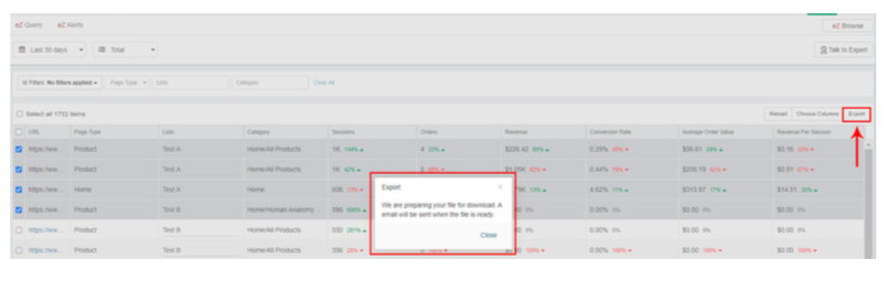 eZanalytics - Export Data eZanalytics - Export Data