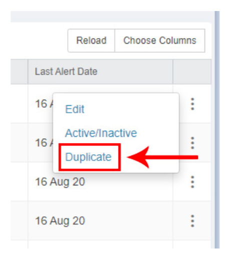 Duplicate an eZ Alert Options